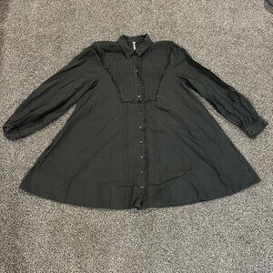 Free People Black Button Up Long Sleeve Shirt Dress Size XS